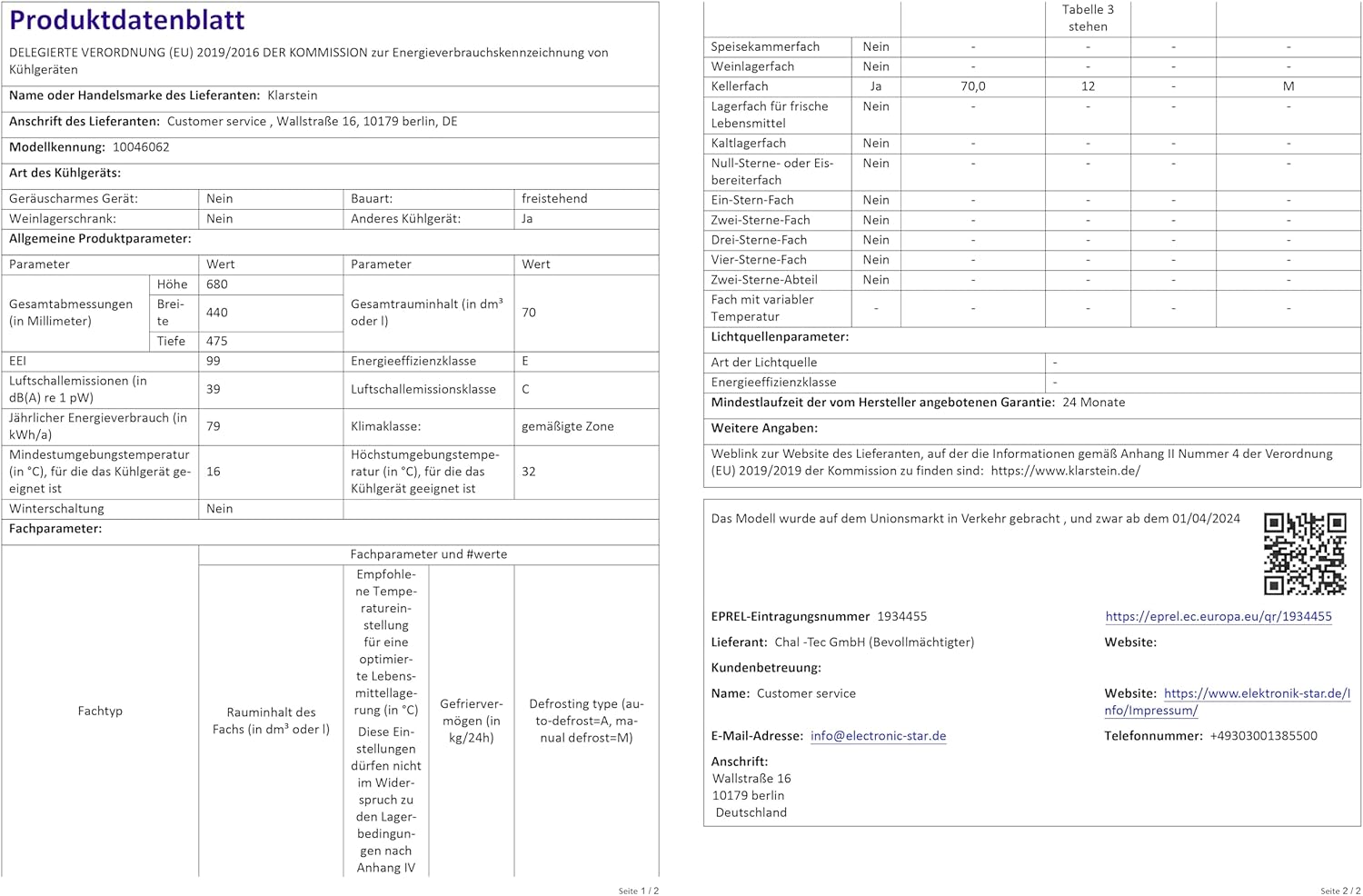 Klarstein Kühlschrank 70L, Kleiner Kühlschrank mit Herausnehmbaren Ablagen, Leiser Mini Kühlschrank mit Glastür & LED, Getränkekühlschrank Klein, Outdoor Geeignet, Biersafe für Flaschen, 0-10°C