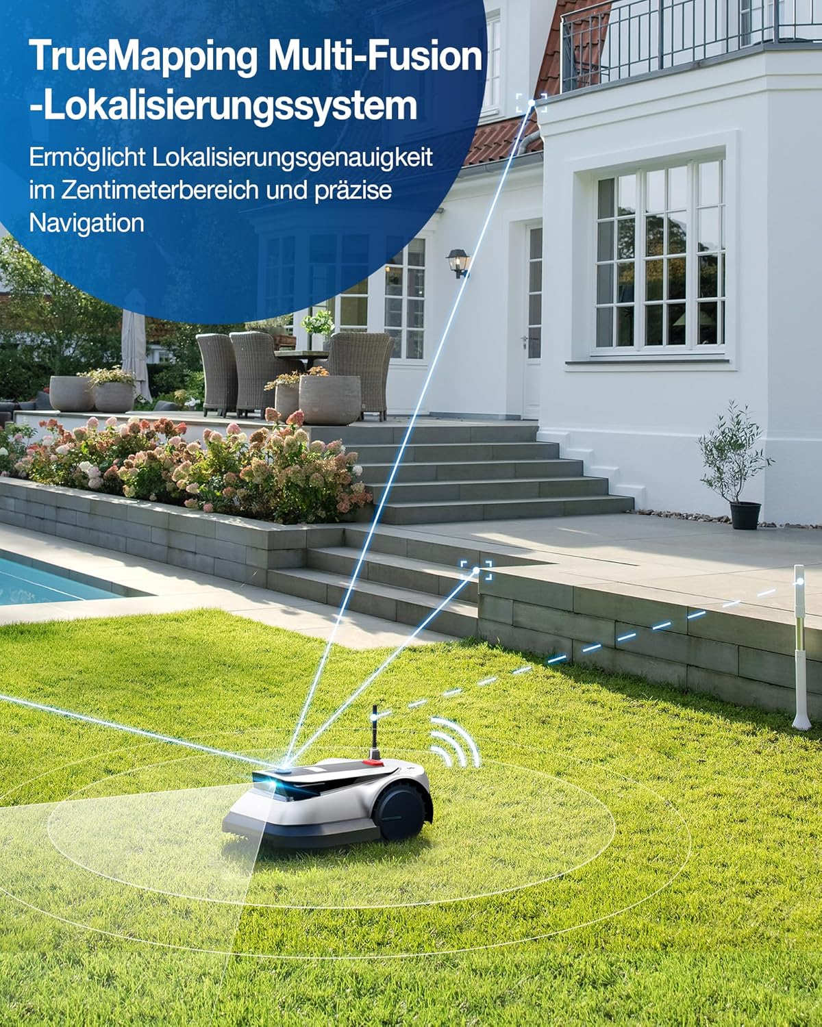 ECOVACS GOAT G1-800 Mhroboter ohne Begrenzungskabel 800㎡, Rasenmher Roboter mit TrueMapping-Multifusionslokalisierung,   Hindernisvermeidung, 16-Zonen-Management, 45% Steigung, Videomanager