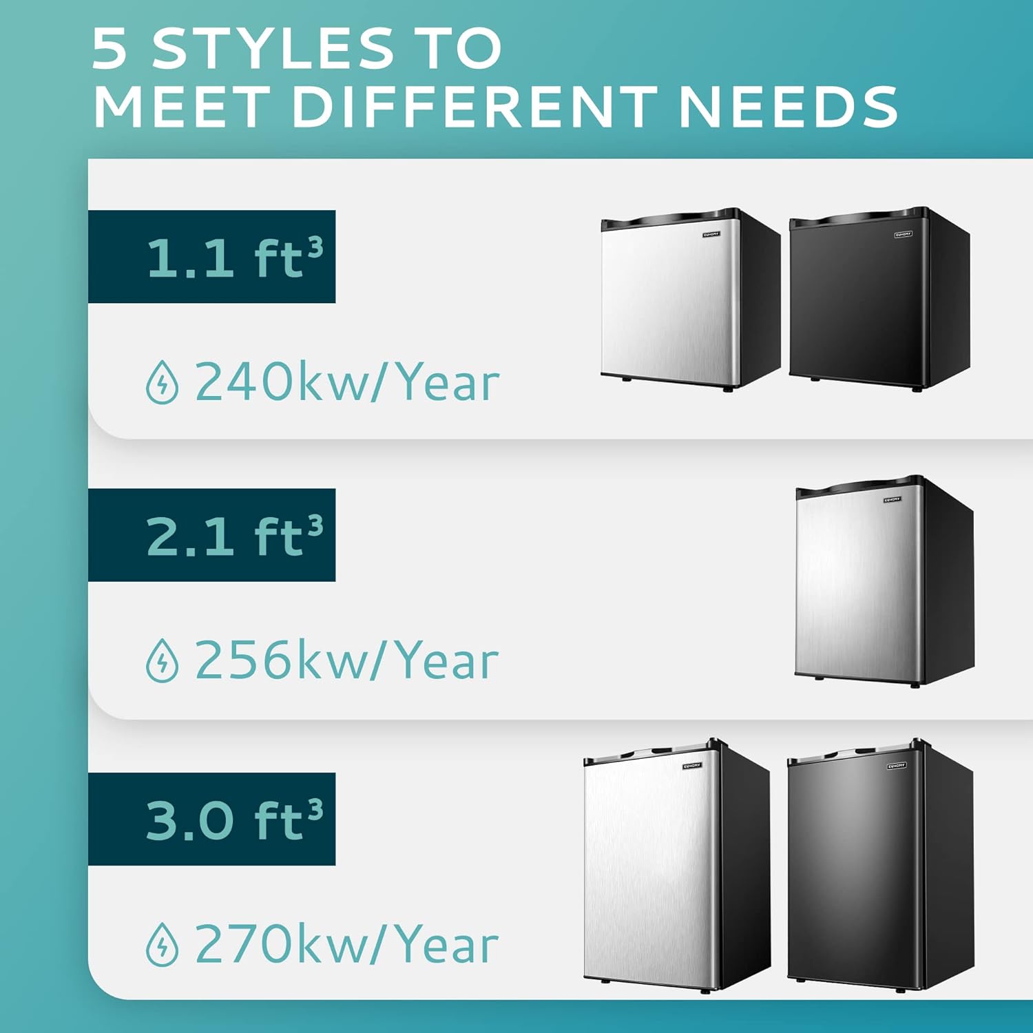 EUHOMY 46L Mini-Kühlschrank mit Umkehrbarer Tür, 7-Stufen Thermostat + Kühlbox, 39dB Ultra-Leise Kühlschrank klein für Schlafzimmer/Büro, Energieeffizient, Kompakt (Schwarz)