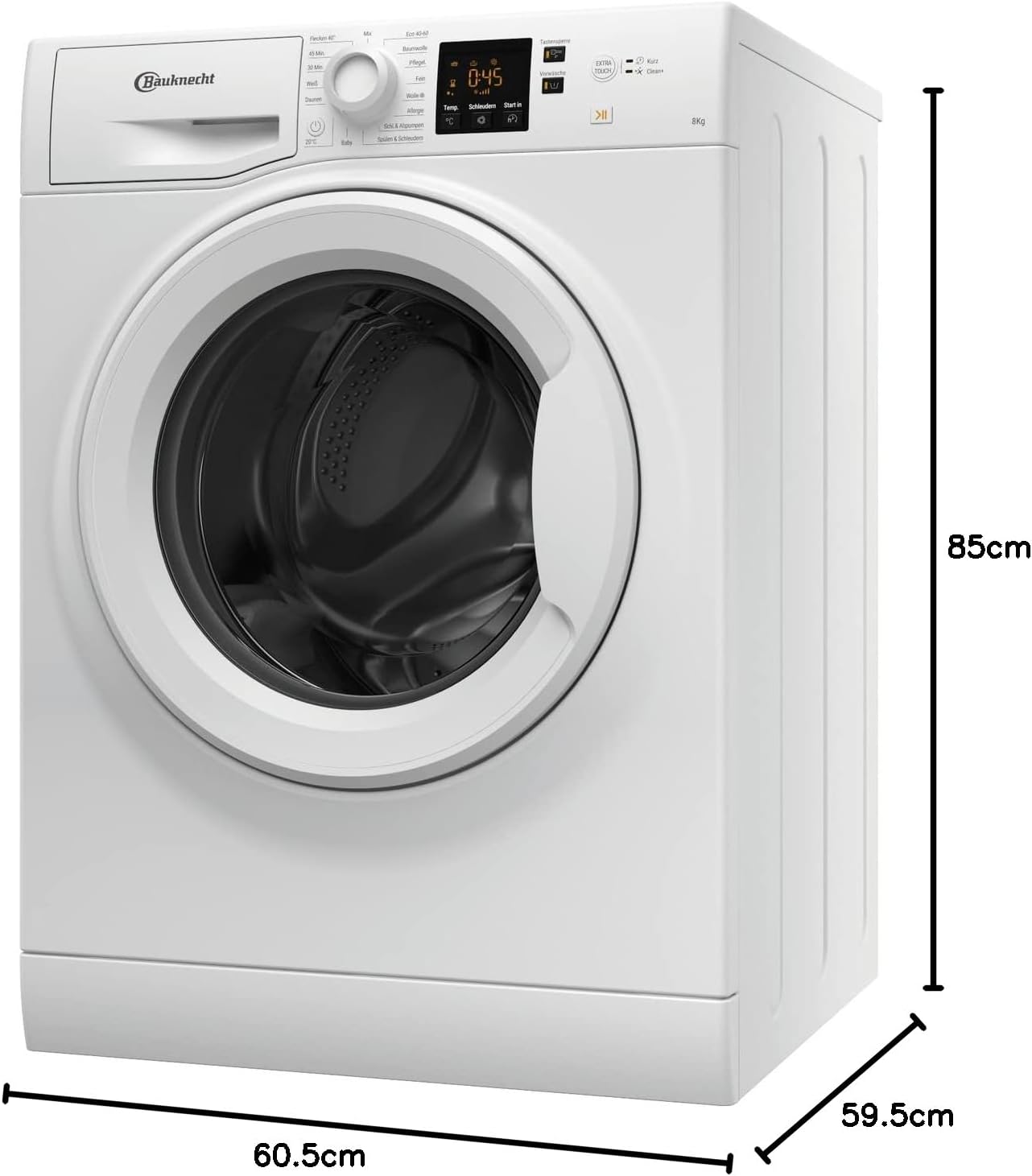 Bauknecht WM BB 814 A Waschmaschine Frontlader / 8kg / EEK A/Kurz 30 / Kurz 45 / Kraftvolle Fleckenentfernung/Anti-Allergie-Programm/Wolleprogramm/Schwarz/Langlebiger Inverter-Motor