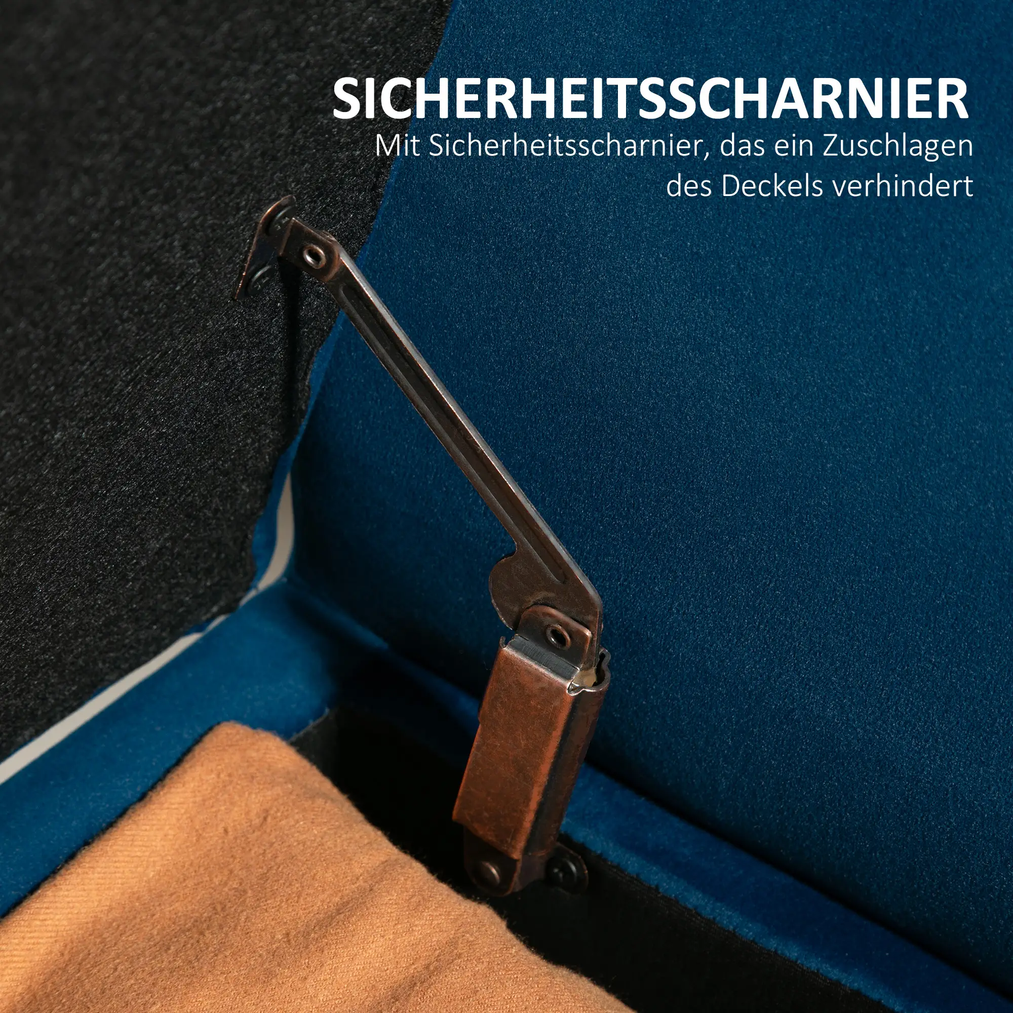 HOMCOM Sitzbank mit Stauraum & Armlehnen, Dunkelblau