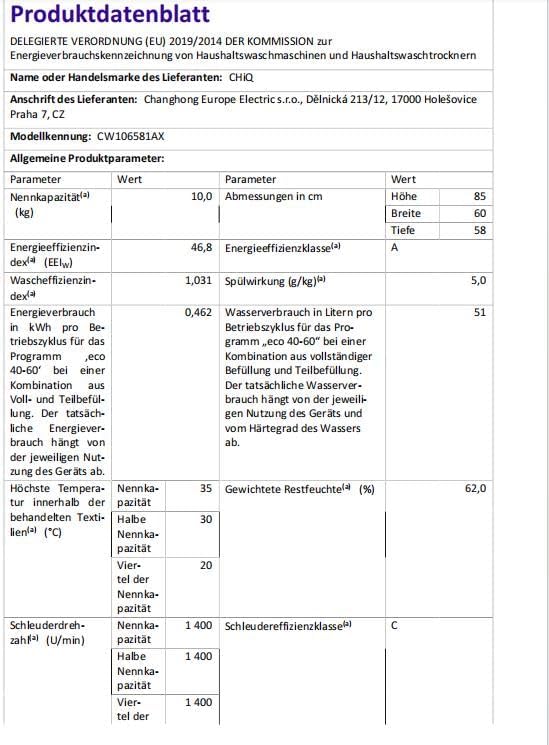 CHiQ Waschmaschine 7kg, 15 Programme, InverterMotor, Eco-Logic, Speed Wash, 60x46,5x84cm, Auto Clean, Washer Grau, CW07123863AX