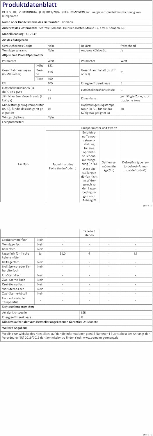 Bomann Kühlschrank mit Gefrierfach | 91L Nutzinhalt davon 8L Gefrierfach | Kühlschrank klein | mit wechselbarem Türanschlag | Mini Kühlschrank m. Gemüseschale | 2 Ablagen | Minibar leise | KS 7349