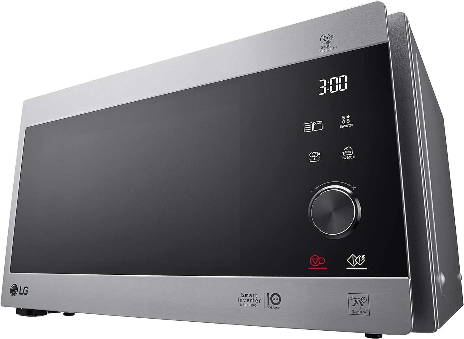 LG MS2595CIS Mikrowelle mit Smart Inverter Technologie, 25 Liter Kapazität, 1000 W, Automatikprogramme, einstellbare Leistungsstufen und EasyClean-Funktion, Silber