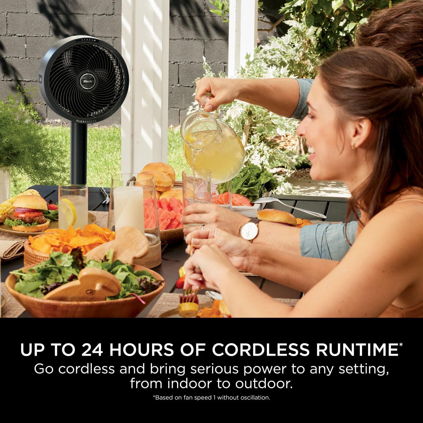 Shark FlexBreeze 2-in-1-Ventilator mit hoher Geschwindigkeit, Hybrid-Ventilator mit Kabel und kabellos, für den Innen- und Außenbereich, mit Fernbedienung, Neigung, verstellbar, UV-beständig und