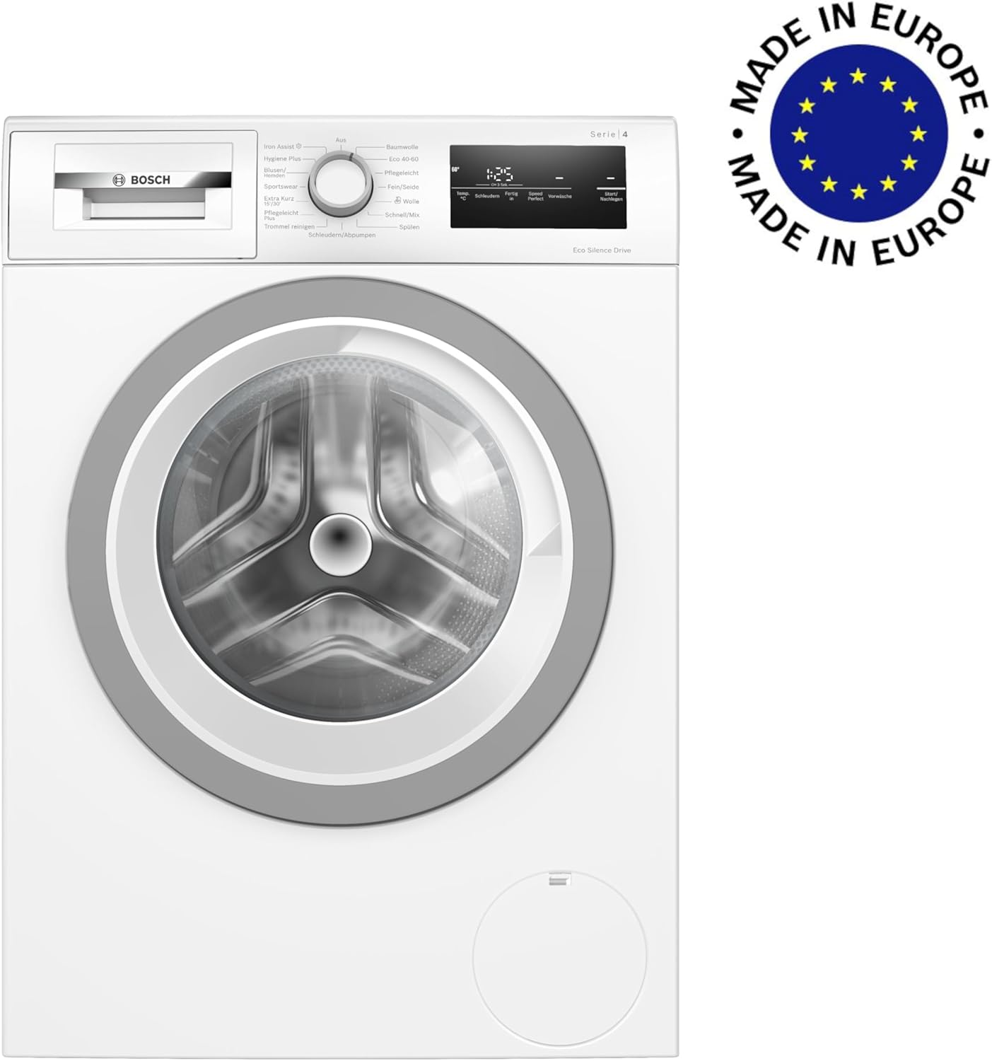 BOSCH WAN28127 Waschmaschine Serie 4, Frontlader mit 8kg Fassungsvermögen, 1400 UpM, Iron Assist, Active Water Plus, EcoSilence Drive, Speed Perfect, Weiß, 60cm