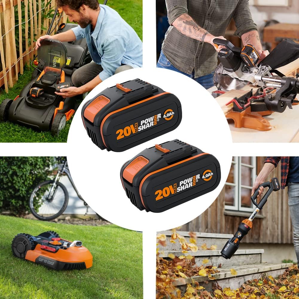 WORX WG743E Akku-Rasenmäher 40V – Profi Rasenmäher mit Mulchfunktion & PowerShare Akku – Rasenmähen ohne Kabel – Ideal für Gärten bis zu 500m²