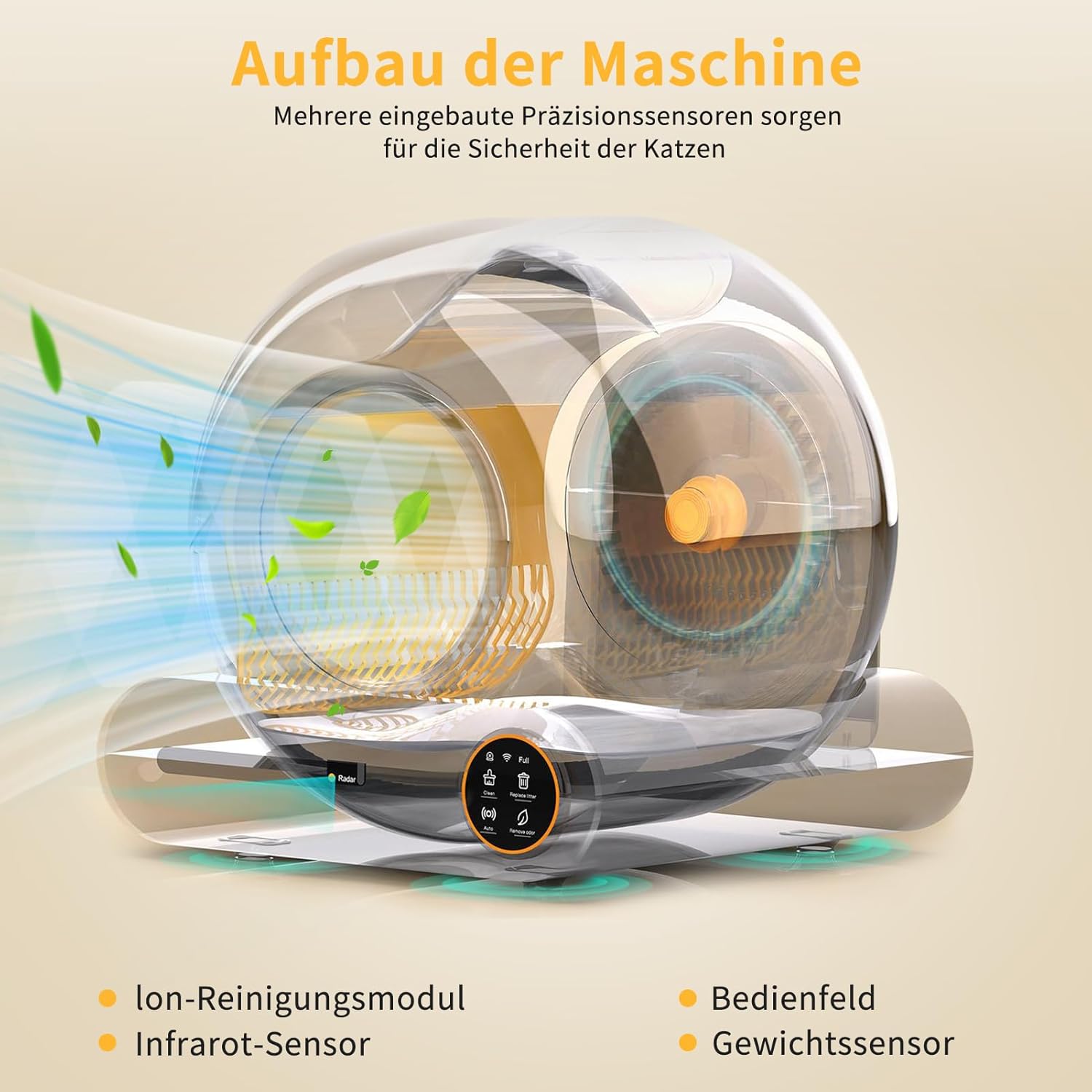 Katzenklo Selbstreinigend Katzentoilette Groß XXL 68L, Automatisches Katzenklo mit Müllsäcken, Niedriger Einstieg mit APP-Steuerung Elektrisches Katzenklo, für 2 Katzen Cat Selbstreinigendes Katzenklo