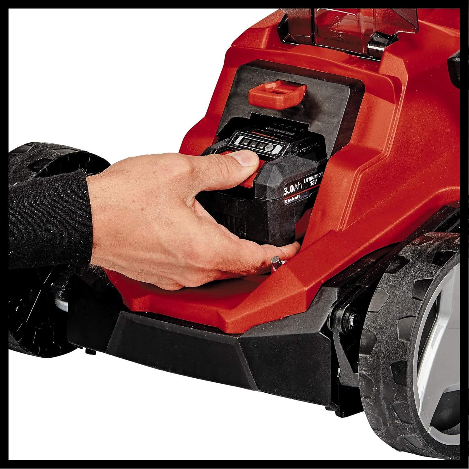 Einhell Akku-Rasenmher GE-CM 18/33 Li Kit Power X-Change (18 V, 33 cm Schnittbreite, bis 200 m, Brushless, 30L Fangkorb, 25-65 mm Schnitthhe, inkl. 4,0 Ah Akku + Ladegert)