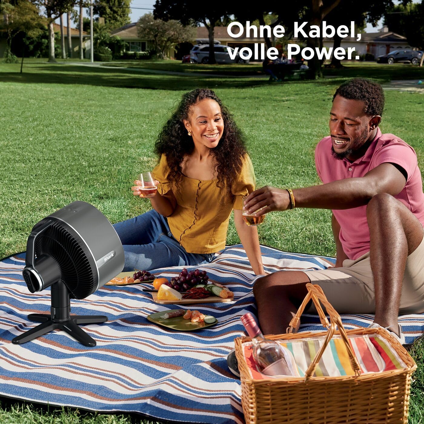 Shark FlexBreeze Ventilator Leise, Hybrid Ventilator Kabelgebunden & Kabellos, Tragbar, für Innen- und Außenbereich, UV- & Wasserbeständig, Ultraleistungsstark, Ultraleise, Weiß FA220EU