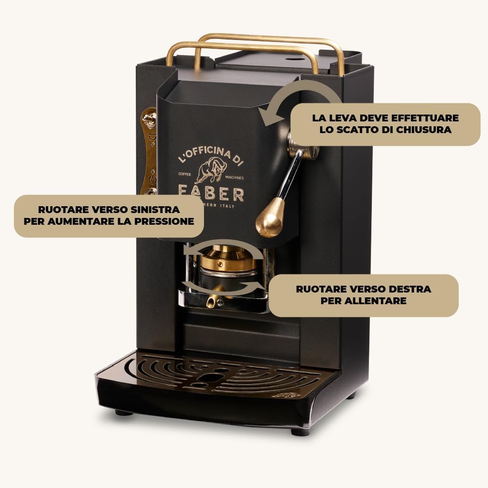 Faber PRO Total Deluxe Kaffeemaschine aus Messing, 44 mm Ese Papier, 1.3 liters, (Weiß)