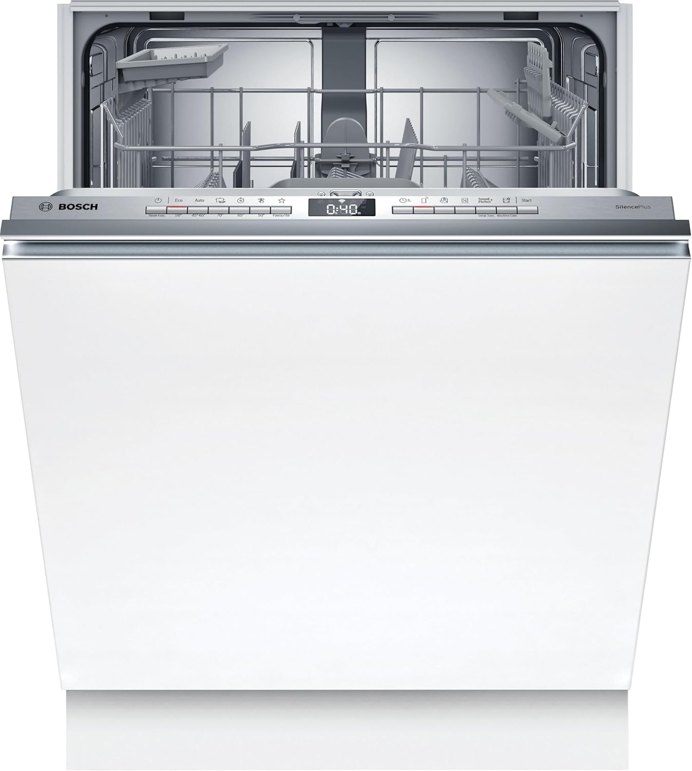 Bosch SMV4ETX08E, Serie 4, Smarter Geschirrspüler Vollintegriert 60 cm, Besteckkorb, Spülmaschine mit Programmassistent, besonders Leise, Rackmatic, Automatische Türöffnung, InfoLight, AquaStop