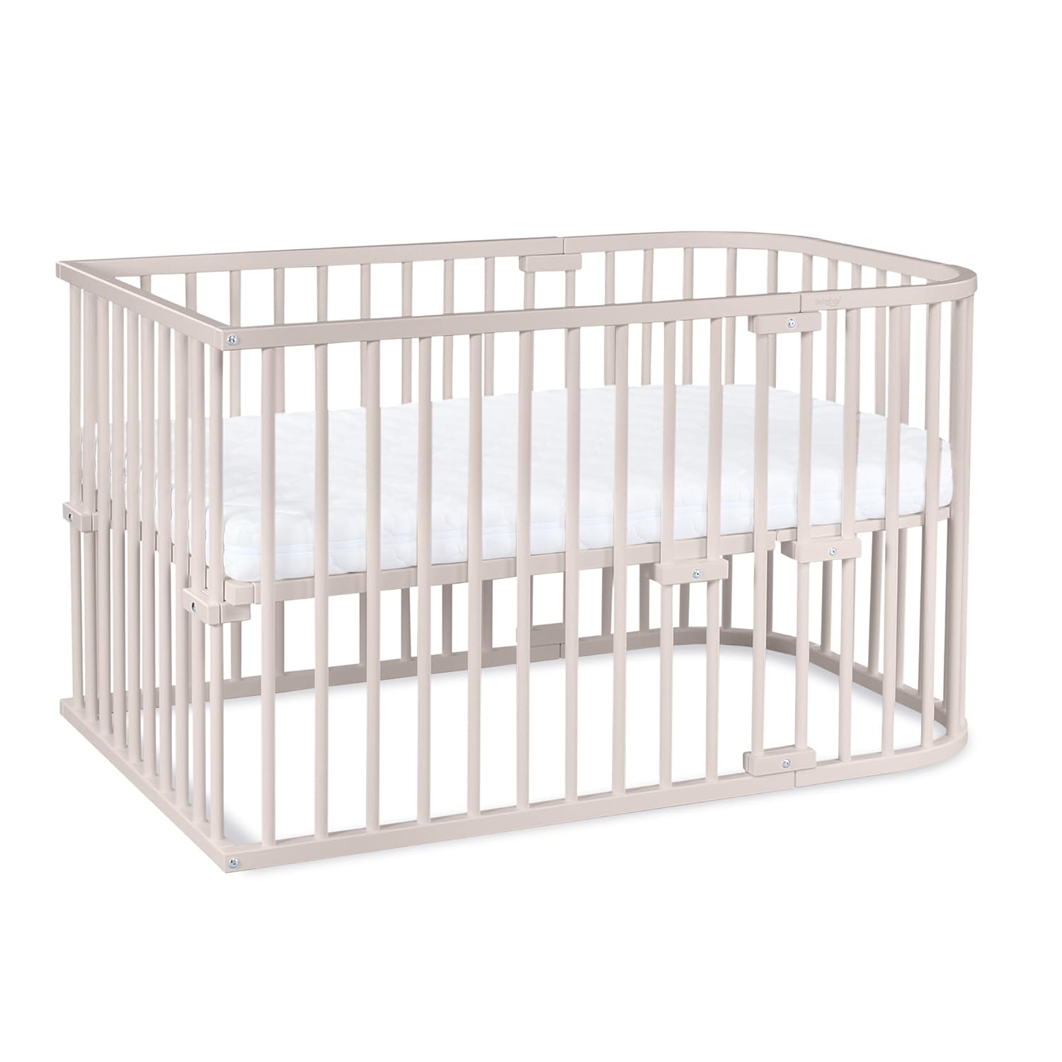 babybay Original Beistellbett aus massivem Buchenholz / kompakt & verwandelbar / Kinderbett Höhe stufenlos verstellbar & umweltfreundlich / mitwachsendes Babybett (weiß lackiert) / inkl. Matratze