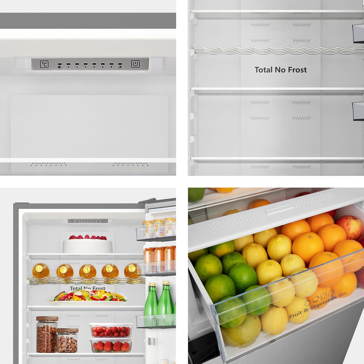 Hisense RB327N4ADD Fridge-Freezer Combination, EEK D, Total NoFrost, Interchangeable Door Hinge, Bottle Grid, 171 Litre Fridge Compartment, 85 Litre Freezer Compartment, Stainless Steel Look