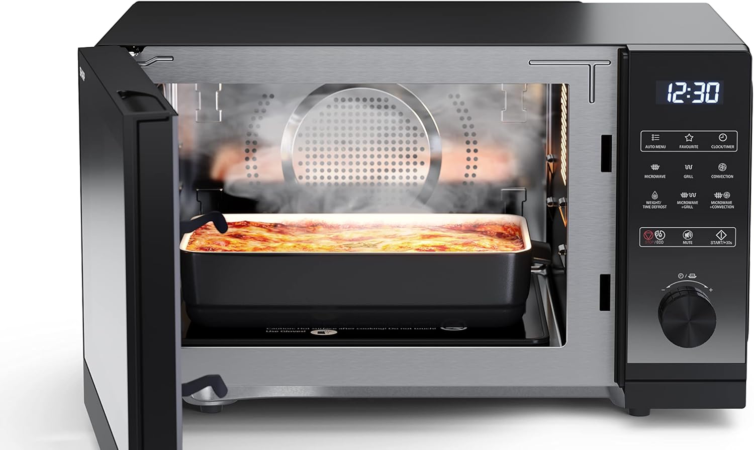 SHARP MG81ES Mikrowelle mit Grill (Mikrowelle: 900W, Grill: 1100W, 11 Leistungsstufen, Auftaufunktion, Abmessungen: 512x300x396cm, Emaille-Keramik-Garraum mit antibakteriellen Eigenschaften), silber