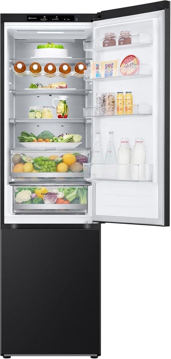 LG GBV22NCCEP Kühl-/Gefrierkombination – Smart Inverter Compressor, Total No Frost, Modern Flat Door Design, Matt Schwarz Metallic, Energieeffizienz A