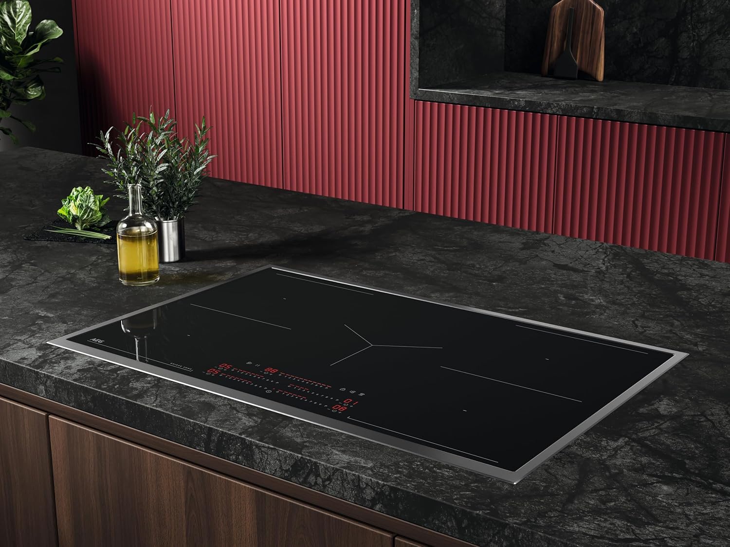 AEG IKE84441XB Autarkes Kochfeld / Herdplatte mit Touchscreen, Topferkennung & Hob²Hood-Funktion / Induktionskochplatte / 4 Kochzonen / Edelstahlrahmen / 80 cm Schwarz
