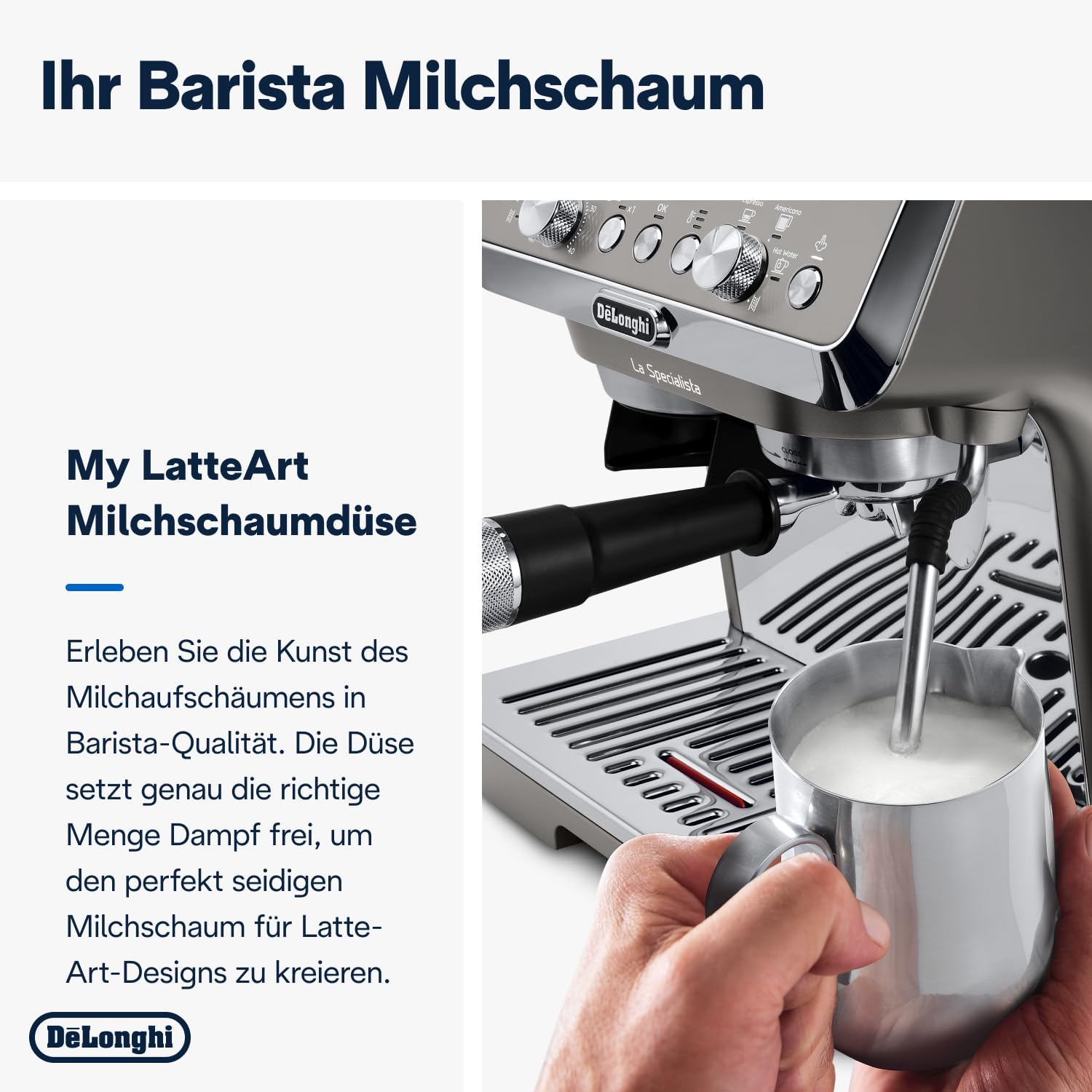De'Longhi La Specialista Arte EC9155.MB Siebtrgermaschine, Espressomaschine mit Mahlwerk, 8 Mahlgrade, 15 Bar, 3 Temperaturen, Milchschaumdüse, 1300 W, 1,5 l Tank, Edelstahl/Schwarz inkl. Barista-Kit