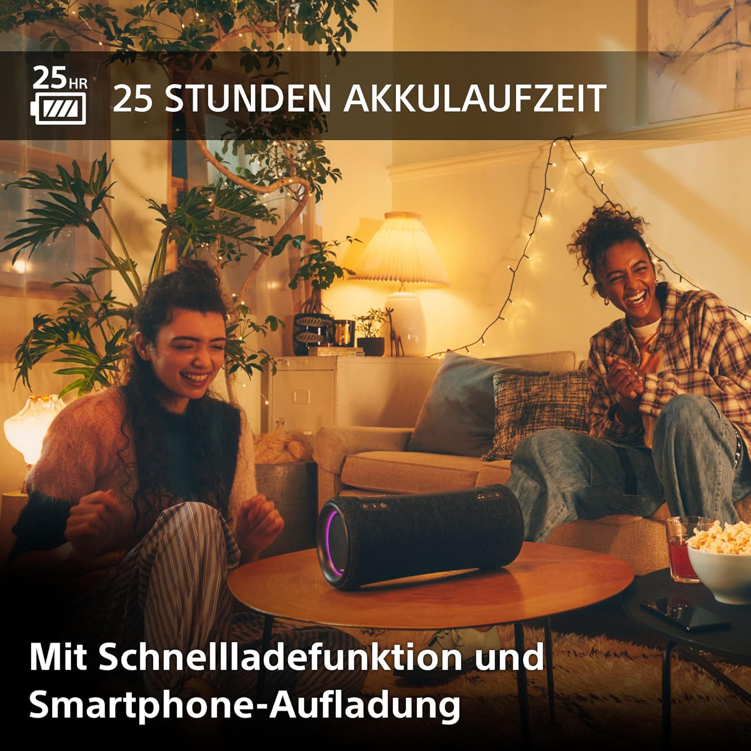 Sony SRS-XG300 - Tragbarer kabelloser Bluetooth-Lautsprecher mit starkem Partysound und Beleuchtung - wasserdicht, 25 Stunden Akkulaufzeit, Smartphone und Schnellladefunktion - Schwarz