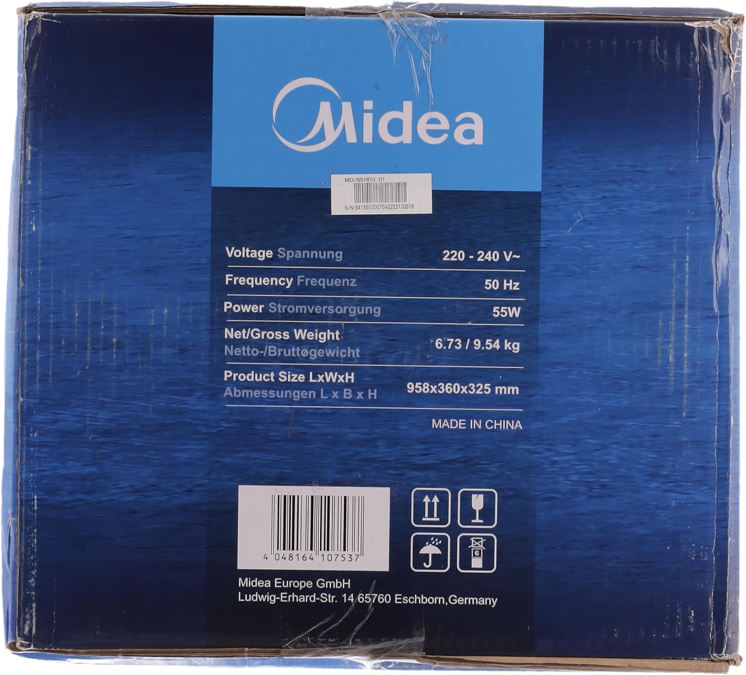 Midea Luftkühler mit Wasserkühlung, Klimaanlage Mobil, Ventilator mit 5L Wasserkühlung, Luftbefeuchter und Ionisation, Klimaanlage Ohne Abluftschlauch, 355m/h, Ventilator mit Fernbedienung,55W,Wei