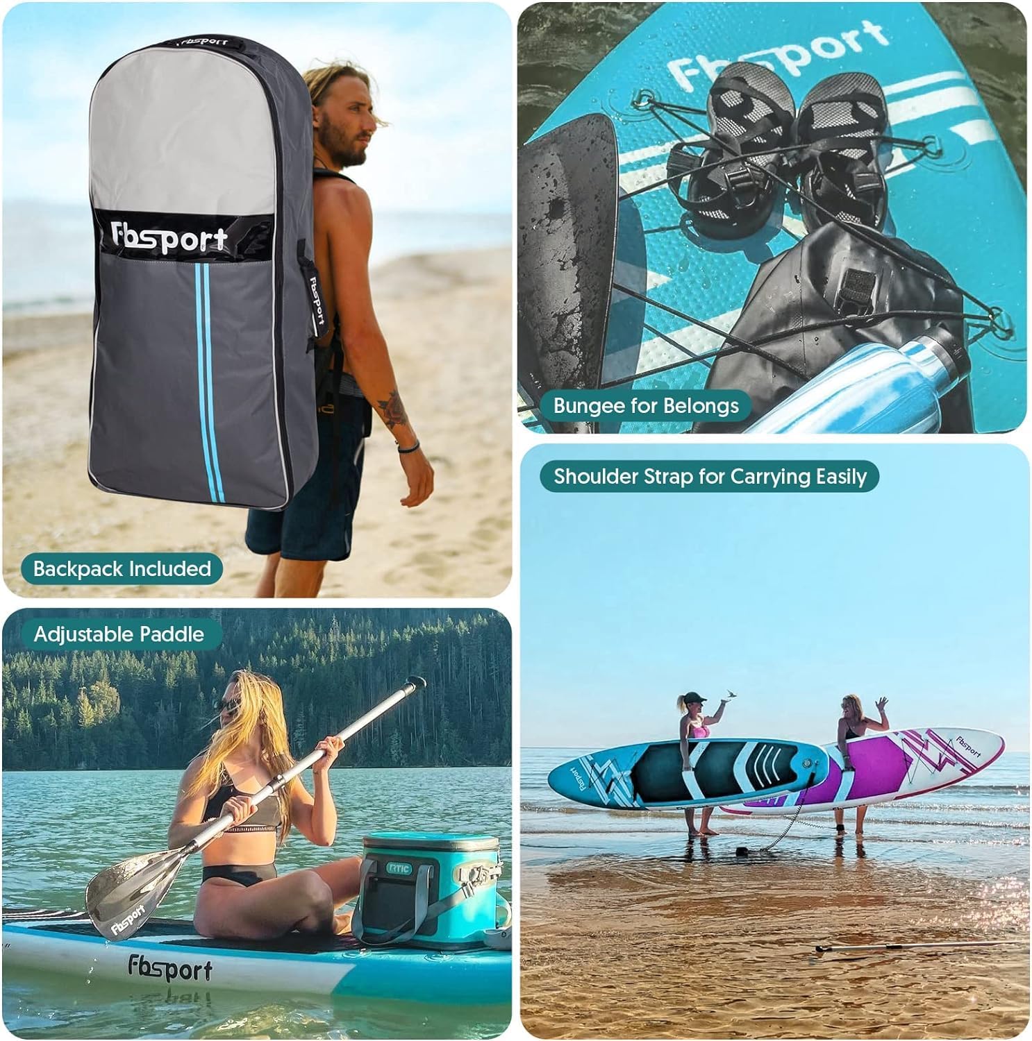 Premium-Stand-Up-Paddle-Board, Yoga-Board mit strapazierfähigem SUP-Zubehör und Tragetasche | Breiter Stand, Surf-Kontrolle, rutschfestes Deck, Leine, Paddel und Pumpe für Jugendliche und Erwachsene