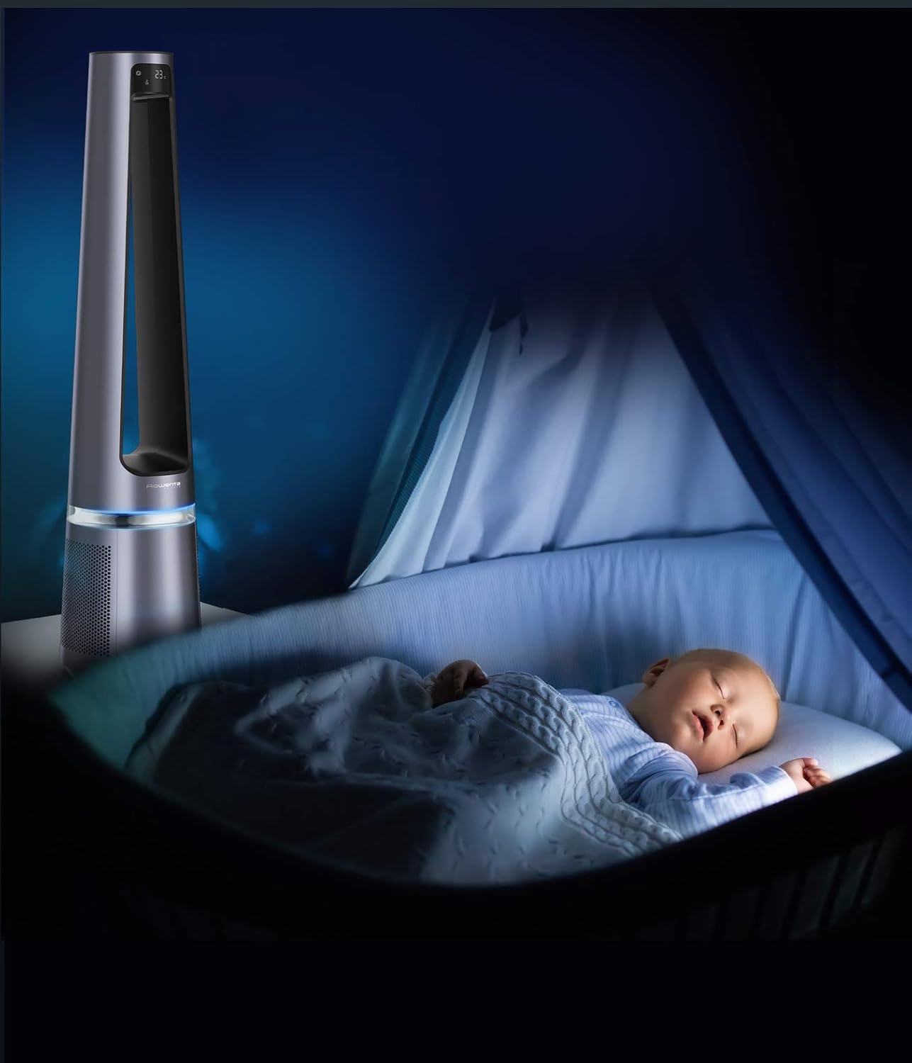 Rowenta QU5062 Eclipse 3in1 Luftreiniger | Heizlüfter | Ventilator | filtert 99,9% der Partikel | für 30 m2 Raumgre | schnelle Heizung bis zu 35°C | automatischer Tag- und Nachtmodus | Schwarz/Grau