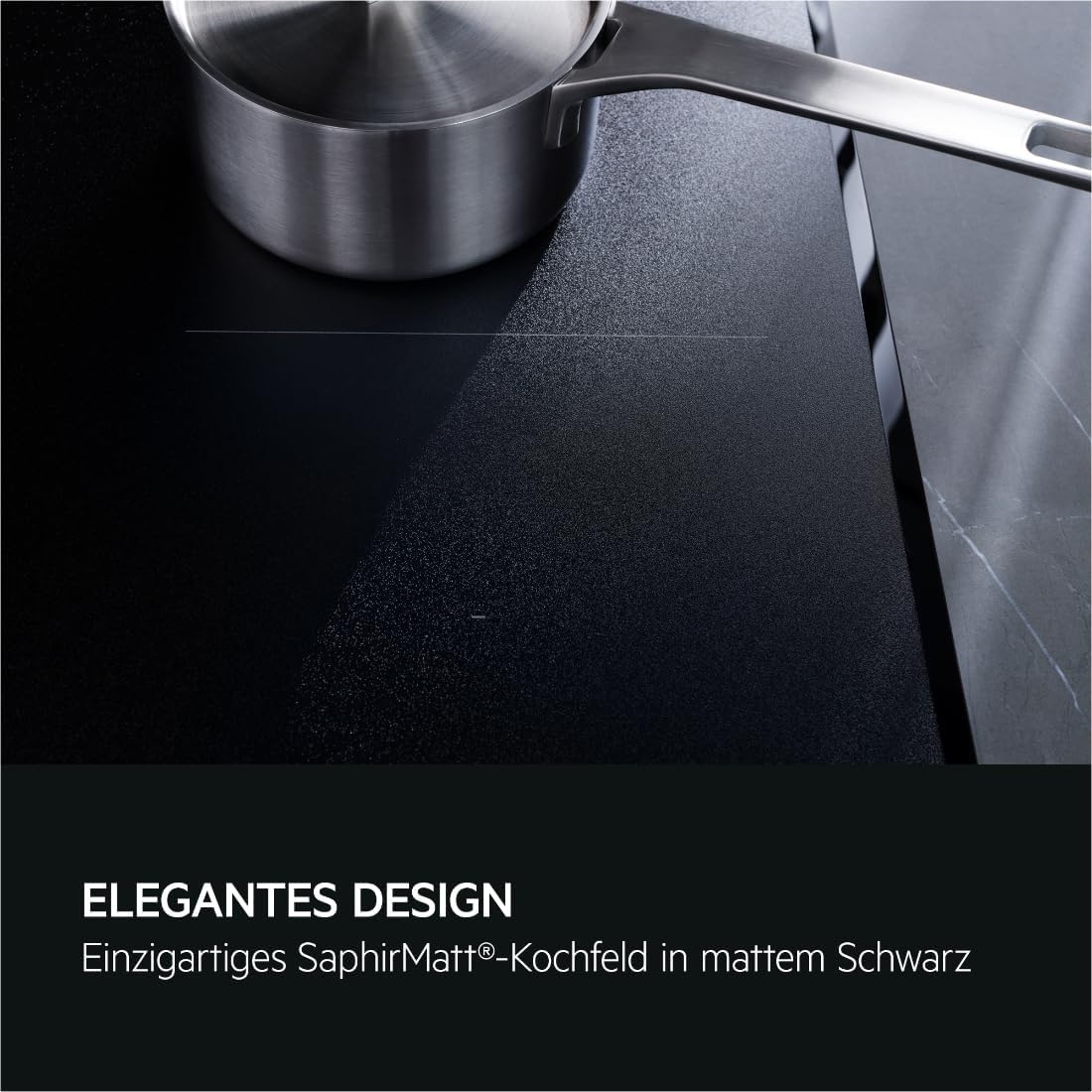 AEG IKE84441XB Autarkes Kochfeld / Herdplatte mit Touchscreen, Topferkennung & Hob²Hood-Funktion / Induktionskochplatte / 4 Kochzonen / Edelstahlrahmen / 80 cm Schwarz