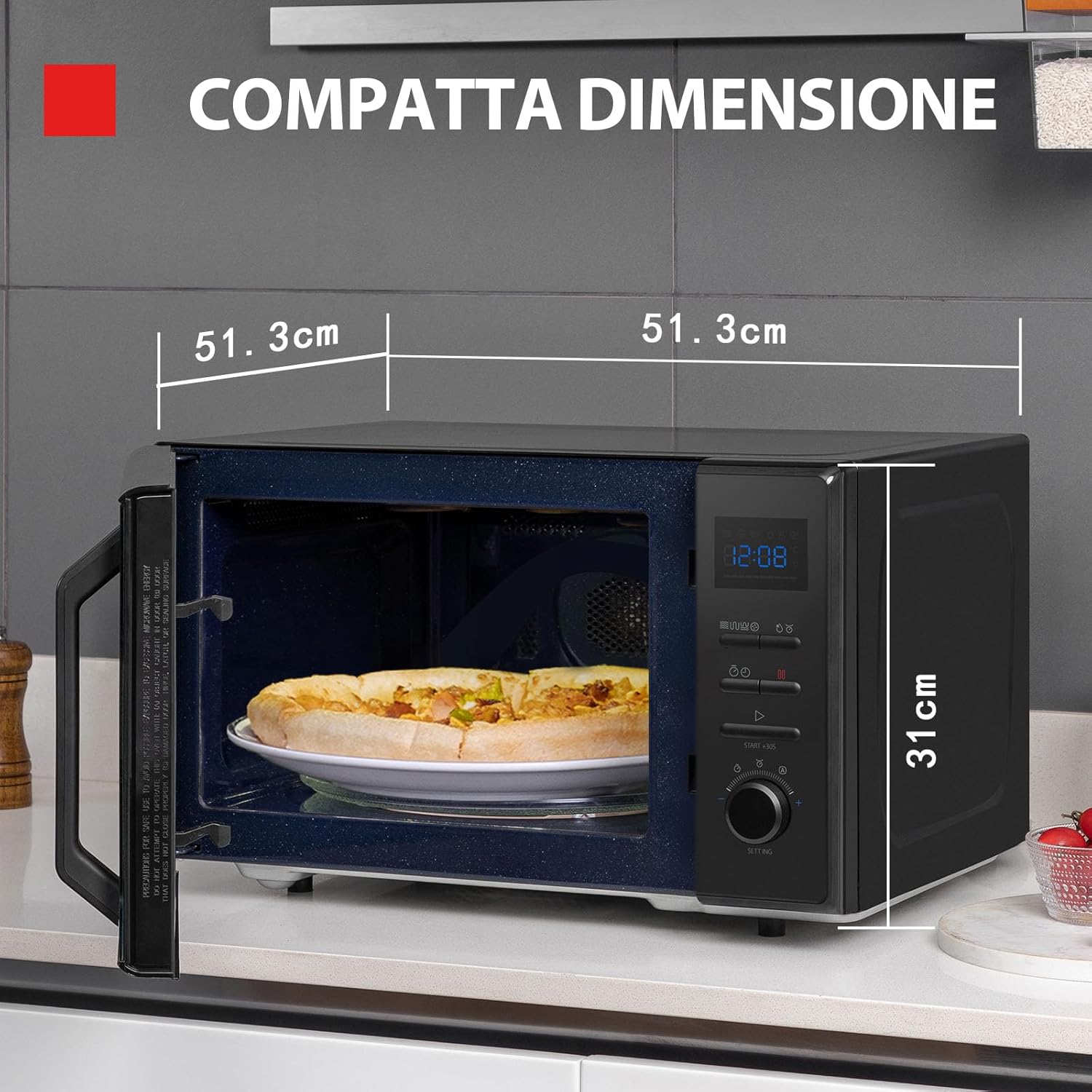 Toshiba MW2-AC25T(BK) 4-in-1 Mikrowellengrill mit Konvention, 25 l, 10 einfache Speisekarten, emaillierter Hohlraum, Speicherplatz drehbar, 1100 W Grill, 2100 W, Konvention, Schwarz