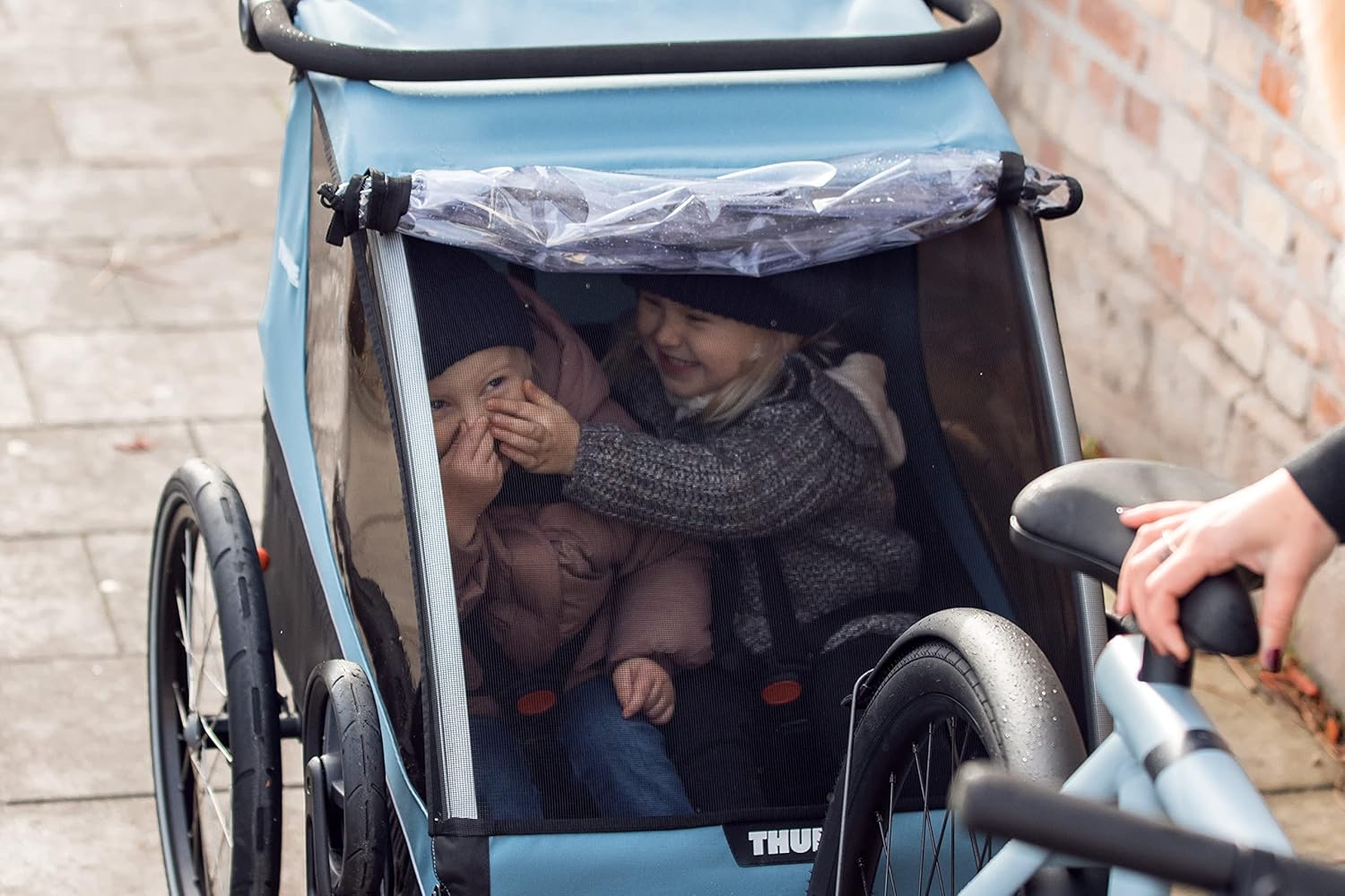 Thule Courier Fahrradanhänger Hunde, Fahrradanhänger für 2 Kinder Aegean Blue One-Size