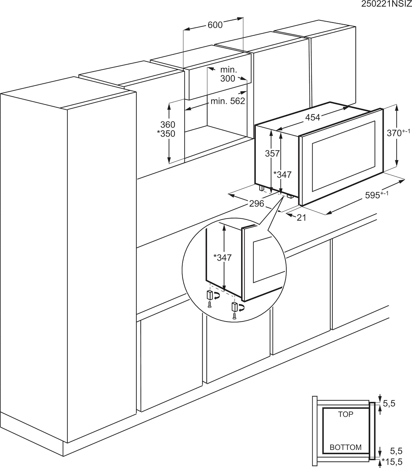 AEG Einbau-Mikrowelle Serie 6000 mit Steam Set - 60 cm - 17 L Garraum - Touch-Bedienung - Display mit Uhr - Auftau-Funktion - Drehteller Ø 272 mm - Schwarz - TB6SM171DB