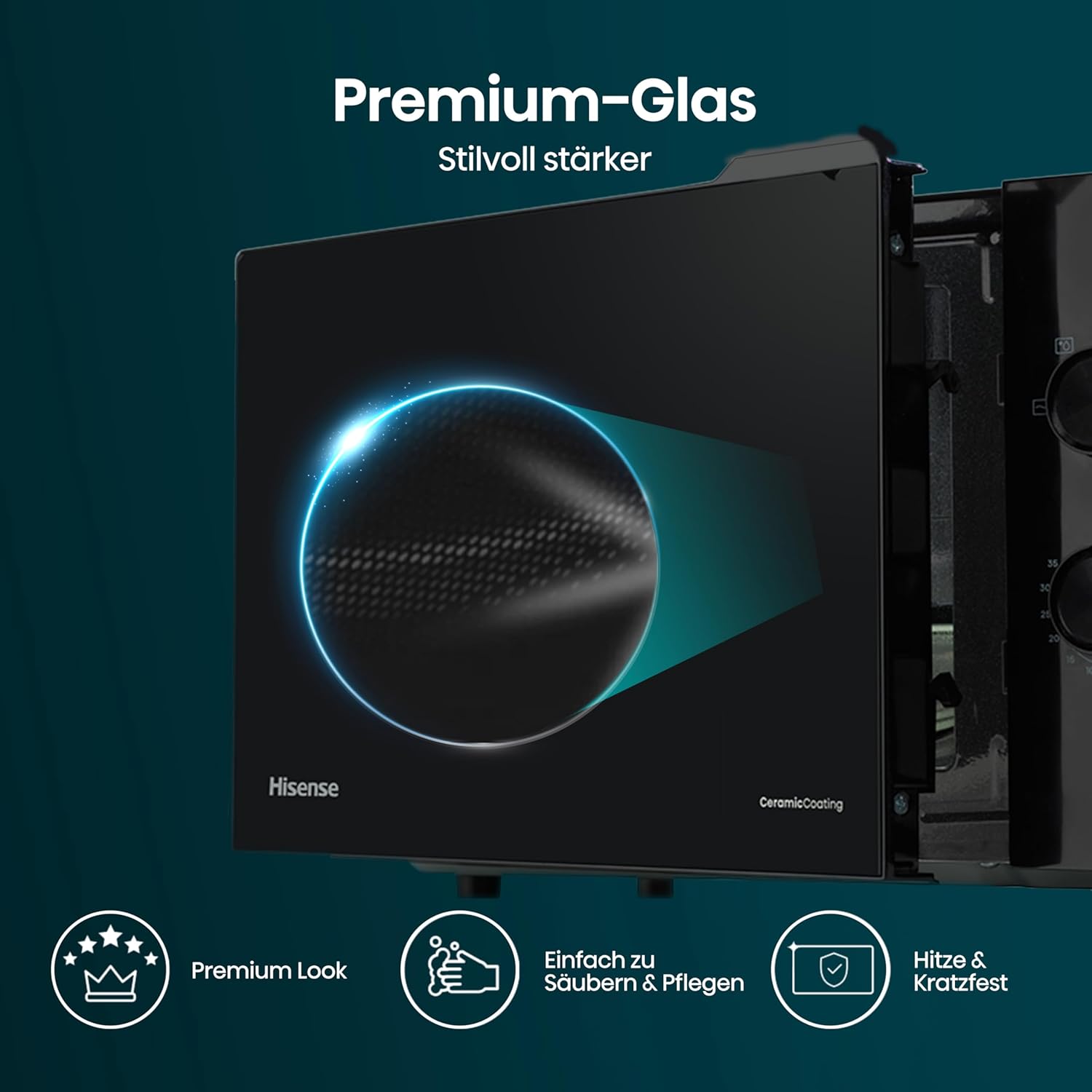 Hisense Elektronische Mikrowelle, Fassungsvermögen 23 l, Leistung 800 W, Grillleistung 1000 W, LED-Display mit Touch-Steuerung, Schwarz