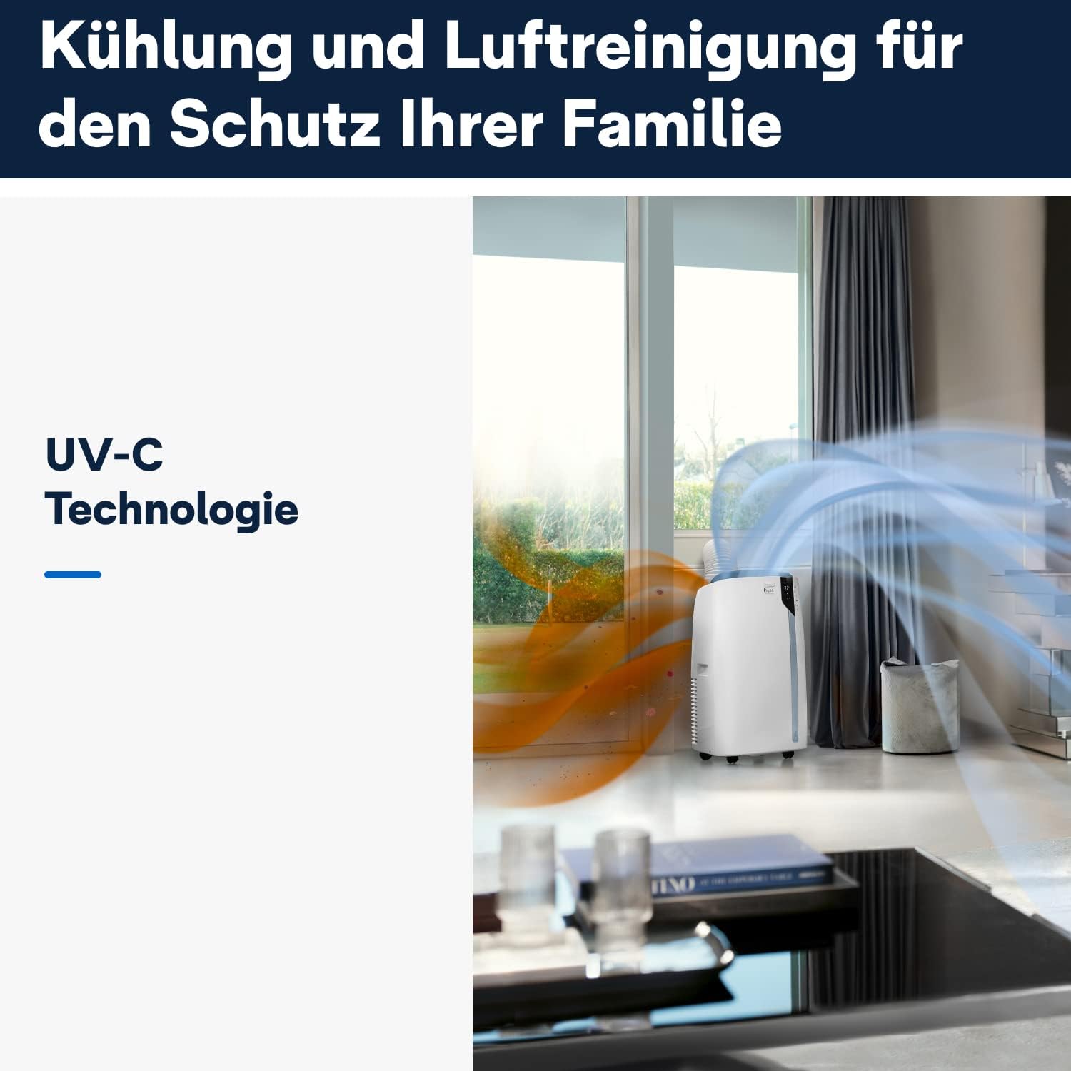 De'Longhi Pinguino PAC EL112 CST WiFi, Mobile Klimaanlage mit MyEcoRealFeel-Technologie für Räume bis zu 110 m³,11.000 BTU/h, 2,9 kW, 63 dB, Entfeuchtungsfunktion, A+, App- und Sprachsteuerung, Weiß
