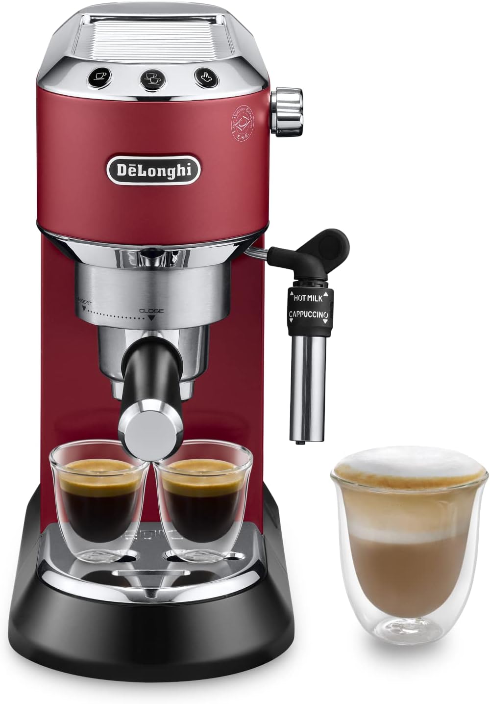 De'Longhi Dedica Style EC 685.M – Espresso Siebtrgermaschine, Espressomaschine mit professionellem Milchaufschumer, nur 15 cm breit, für Kaffeepulver oder ESE Pads, 1 l Wassertank, silber