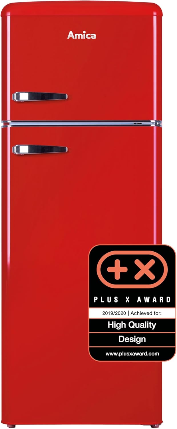 Amica KGC 15632 T Retro Kühl-/Gefrierkombination / Ice Blue (Türkis) / 144cm (H) x 55cm (B) x 62cm (T) / Retro-Design / Kühlschrank mit Gefrierfach