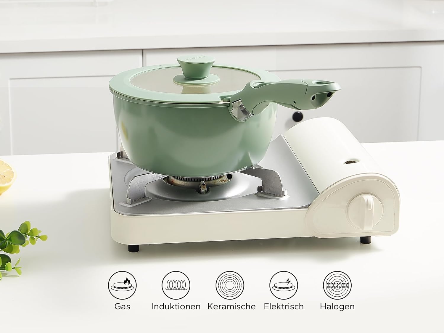 Redchef Topfsets Pfannenset 16-Teilig Antihaft-Keramik-Kochgeschirr-Set mit Abnehmbaren Griffen, Pfanne 20/26cm, Tiefe Bratpfanne 26cm, Topf 18/20cm, Stapelbar Topfset Für alle Herdarten, Ofenfest