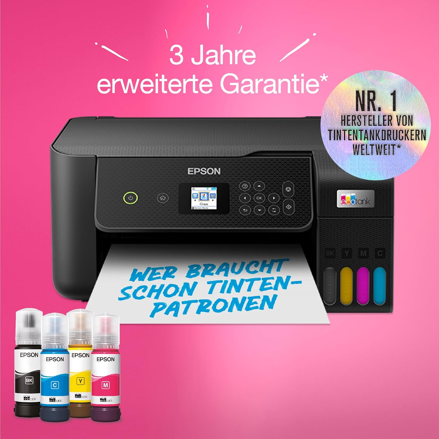 Epson EcoTank ET-2870 A4-Multifunktions-Wi-Fi-Tintentankdrucker, mit einem im Lieferumfang enthaltenen Vorrat an Tinten bis zu 3 Jahren