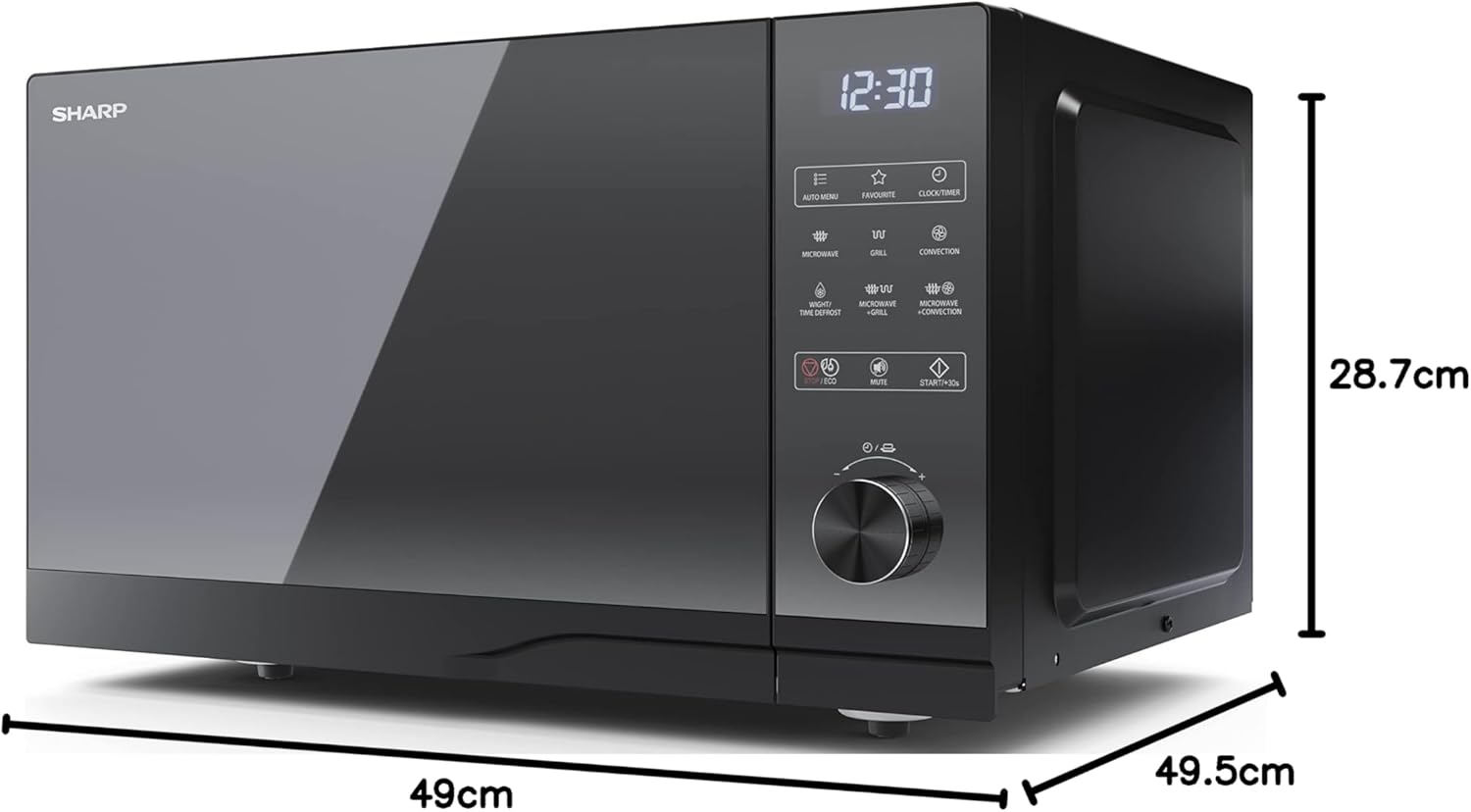 SHARP MG81ES Mikrowelle mit Grill (Mikrowelle: 900W, Grill: 1100W, 11 Leistungsstufen, Auftaufunktion, Abmessungen: 512x300x396cm, Emaille-Keramik-Garraum mit antibakteriellen Eigenschaften), silber