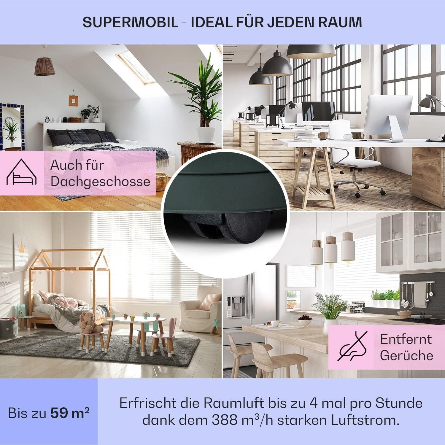 Klarstein Mobile Klimaanlage mit Abluftschlauch, 5-in-1 Klimagerät, Ventilator, Luftentfeuchter, Luftreiniger & Nachtmodus, App-Steuerung, Kleine & Portable für Wohnung & Büro, 12000 BTU