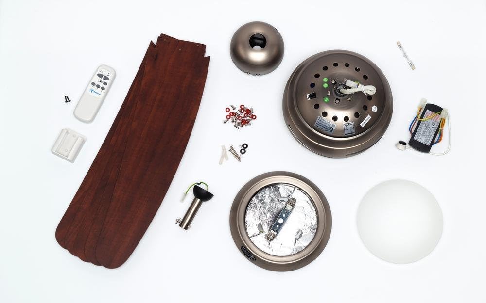 132 cm Deckenventilator Bendan 72220 mit Einzelleuchte und fünf Flügeln, Ausführung in seidenmattem Chrom mit Opalmilchglas