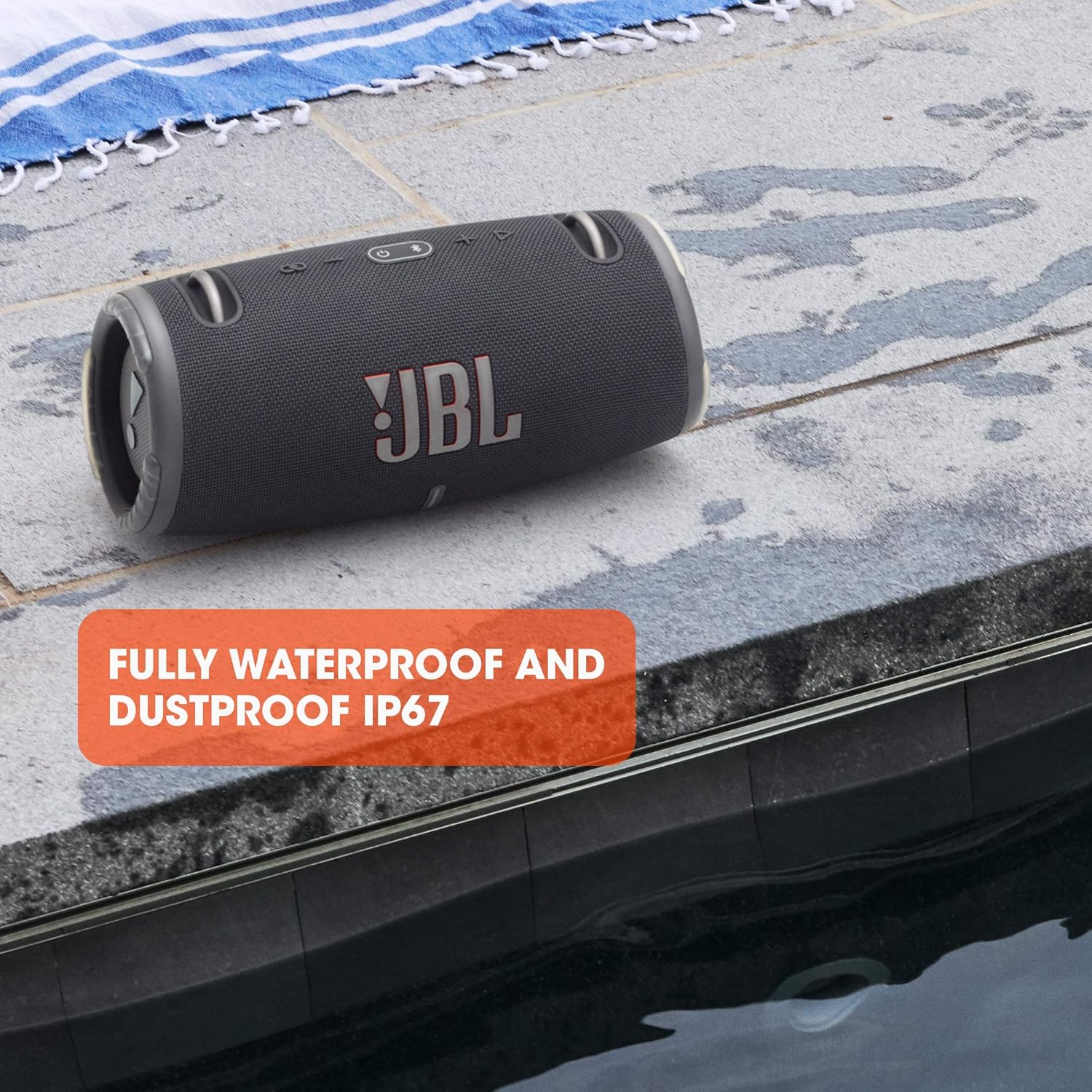 JBL Xtreme 3 Musikbox - Schwarz – Wasserdichter, portabler Stereo Bluetooth Speaker mit integrierter Powerbank – Mit nur einer Akku-Ladung bis zu 15 Stunden Musikgenuss