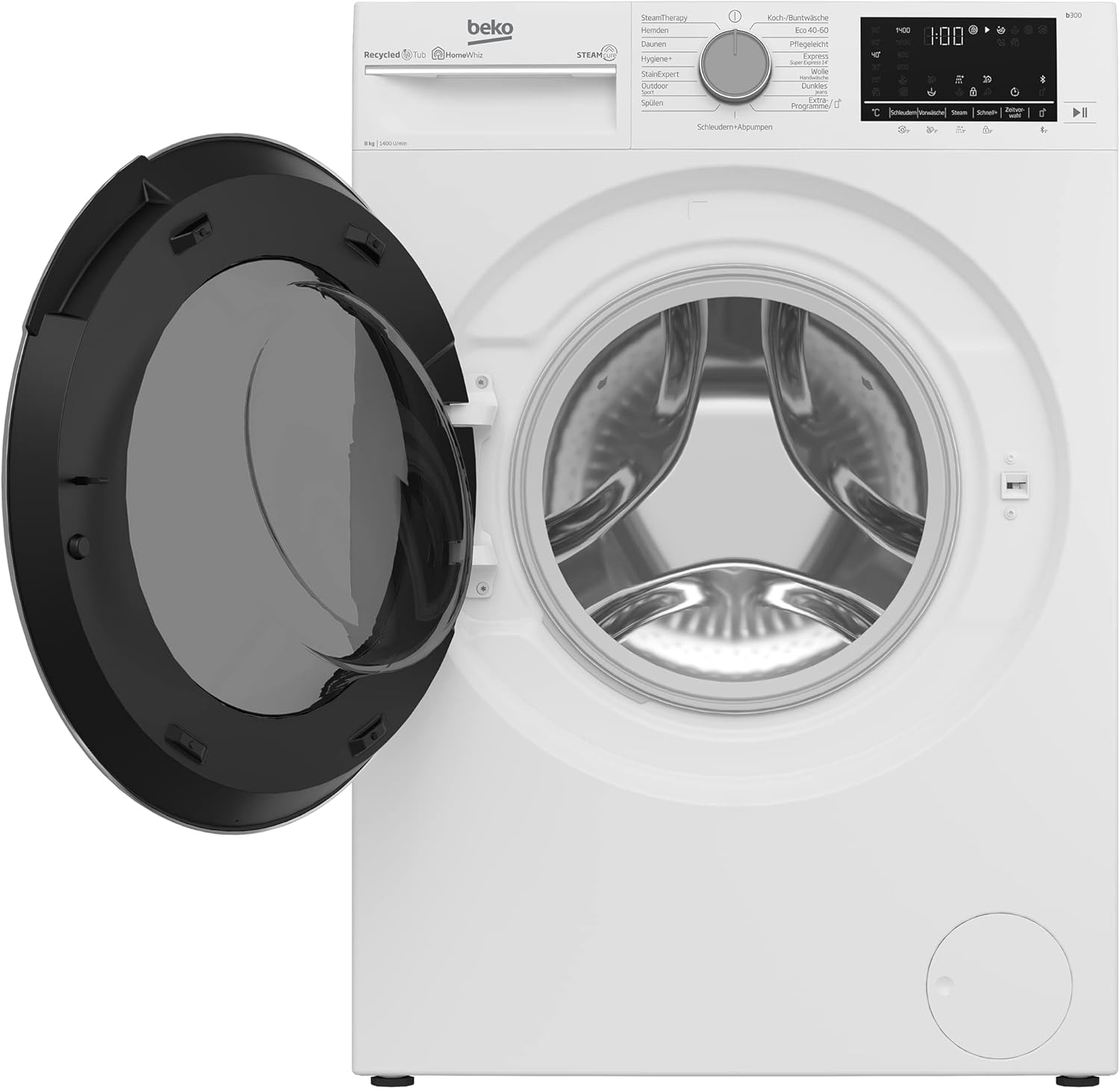Beko B5T4824IF bPRO 500 Wäschetrockner, 8 kg, Frontlader Wärmepumpentrockner, allergikergeeignet, 15 Programme, Dampffunktion, Knitterschutz, Silent-Programm, AquaWave Schontrommel, Weiß