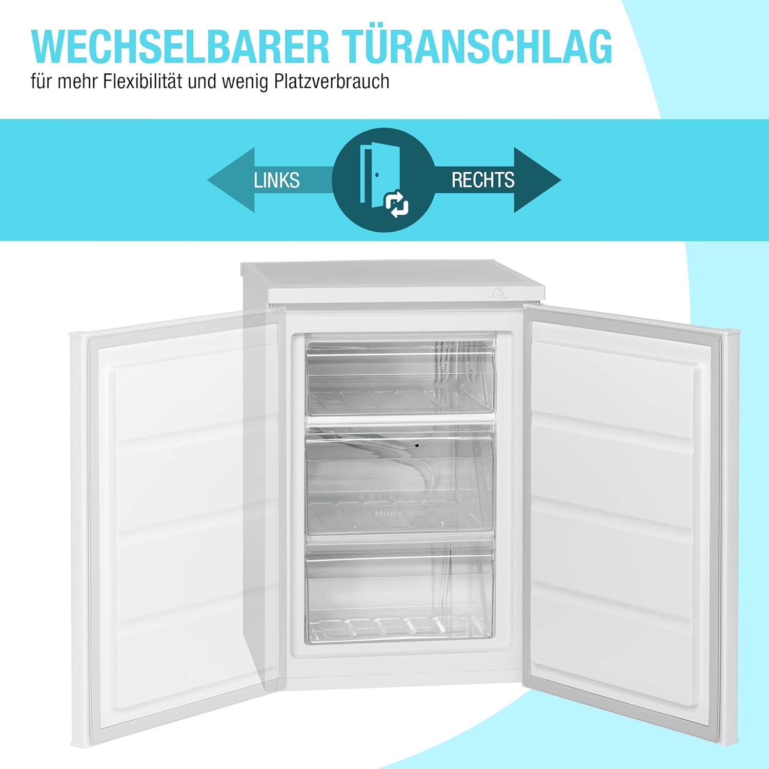Bomann® Gefrierschrank | 85 Liter Nutzinhalt | Gefrierschrank klein mit 3 Gefrierschubladen u. Eiswürfelschale | Mini Fridge mit stufenloser Temperaturreglung | Türanschlag wechselbar | GS 2186.1 weiß