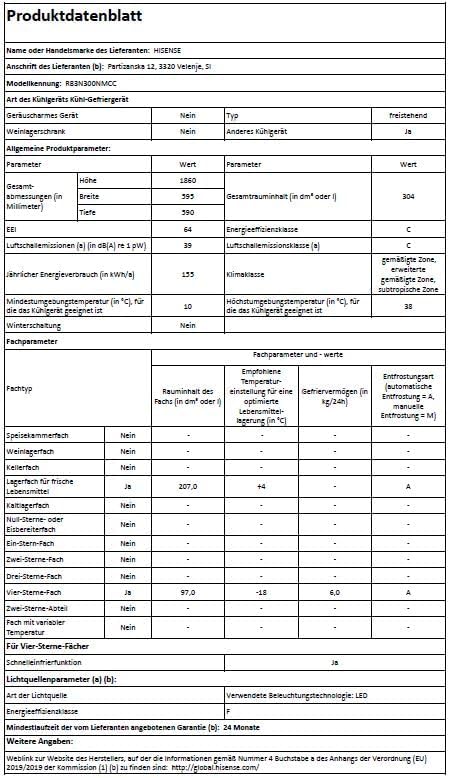 Hisense RB327N4AD2 Kühl-Gefrierkombination/ NoFrostPlus/ Multiflow 360°/ HolidayMode/ FreshZone/ 182,4 cm/ Kühlteil 171 l/ Gefrierteil 85 l/ 41 dB/ 287 kWh/ Jahr/ Edelstahl-Look
