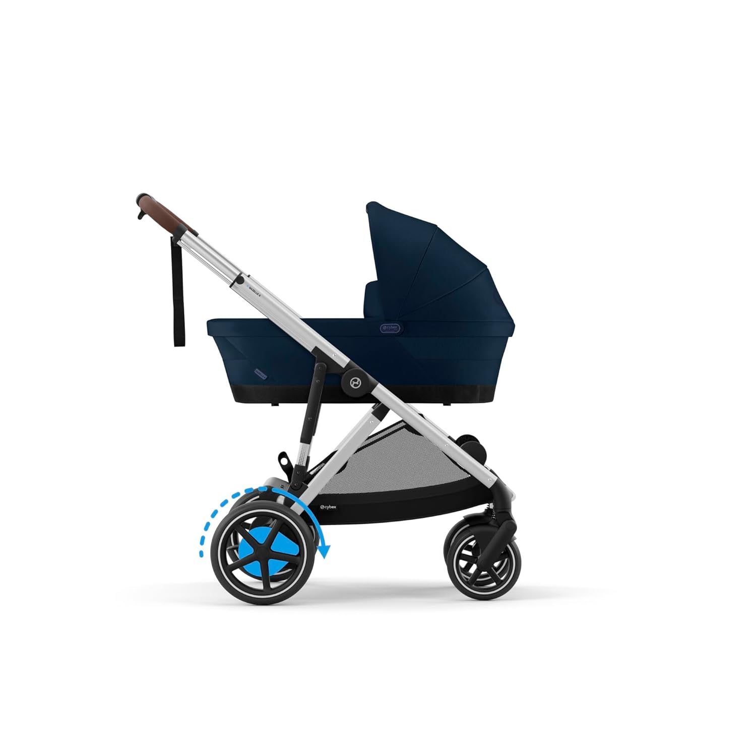 CYBEX Gold Kinderwagen e-GAZELLE S, Ab Geburt bis ca. 4 Jahre, Max. 22 kg (Single-Modus) / 2x 22 kg (Duo-Modus), All-in-1-System mit E-Antrieb und 20+ Konfigurationen, Moon Black