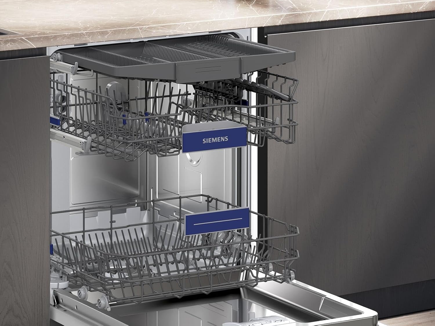 Siemens SN63EX14VE, iQ300 Smarter Geschirrspüler, Vollintegrierte Spülmaschine mit Besteckschublade, 60 cm, Auto Türöffnung dank autoOpen dry, Besonders leise durch iQdrive-Motor, infoLight aquaStop
