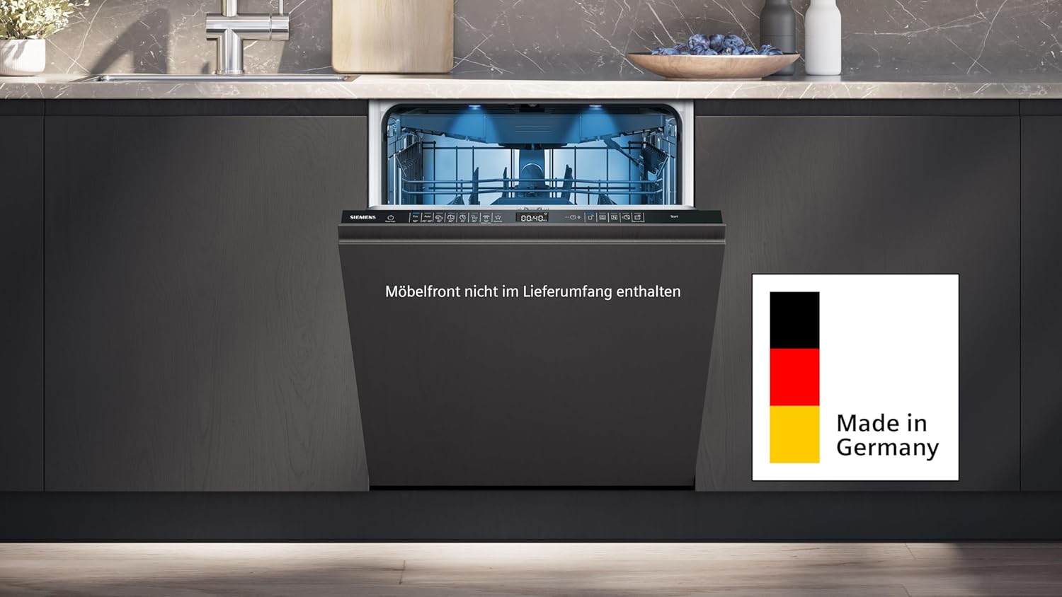 Siemens SN43ES14VE, iQ300 Smarter Geschirrspüler, Unterbau-Spülmaschine mit Besteckschublade, 60 cm, automatische Türöffnung dank autoOpen dry, besonders leise mit iQdrive-Motor, aquaStop, Edelstahl