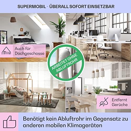 Klarstein 4-in-1: Smart Luftkühler, Ventilator, Luftbefeuchter & Ionisation I 6 L Wassertank, Oszillation, 30 W, 210 m³/h, Timer I Klimagerät ohne Abluftschlauch, Mobiles Klimagerät, Schwarz-Rosegold