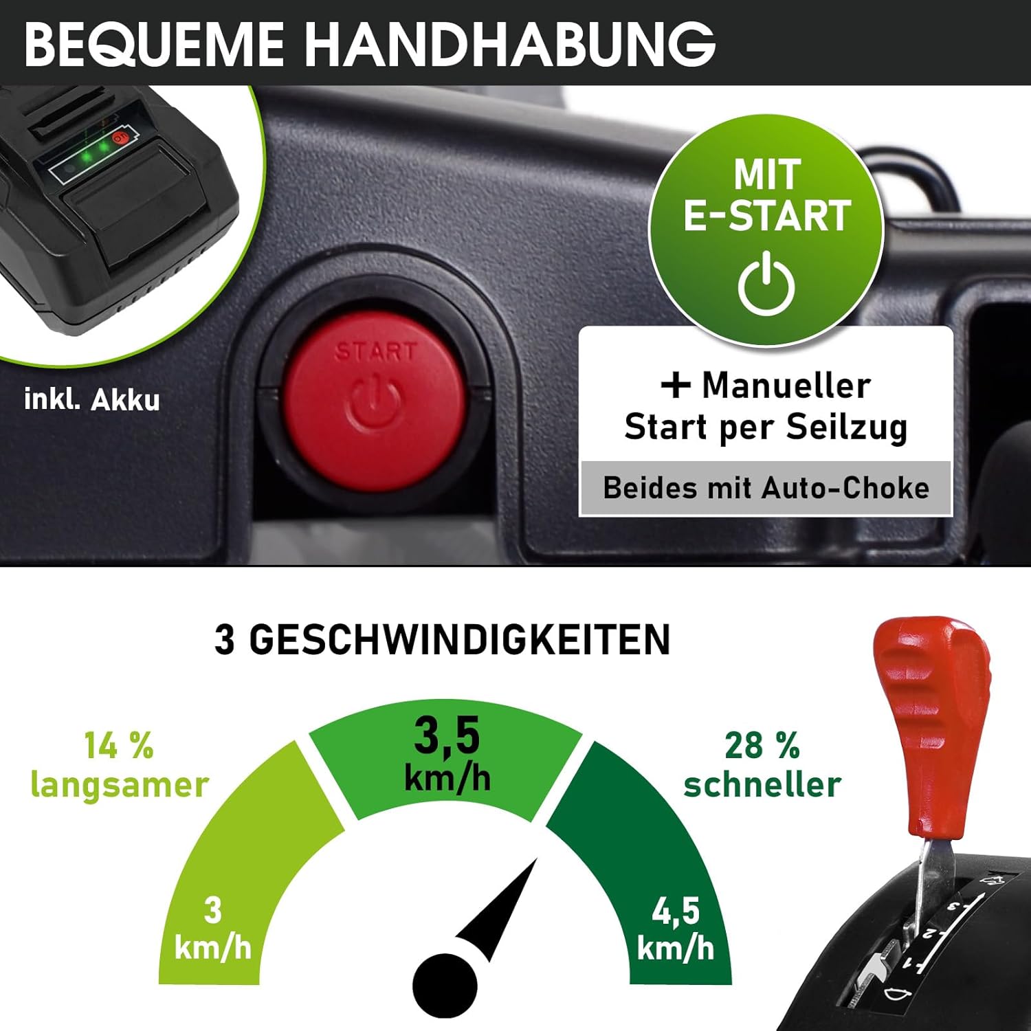 BRAST Benzin Rasenmäher mit Antrieb | 5,2kW(7PS) | Elektrostart | 48cm Schnittbreite | viele Modelle | TÜV | 4 Takt OHV Motor | 30-80mm Schnitthöhe | 60L Fangkorb | Stahlgehäuse | 19224 ESTART Speed
