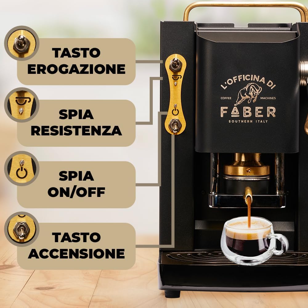 Faber PRO Total Deluxe Kaffeemaschine aus Messing, 44 mm Ese Papier, 1.3 liters, (Weiß)