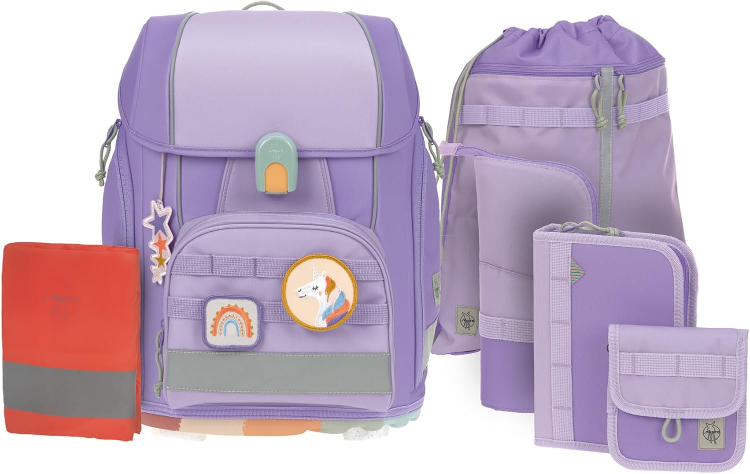 LÄSSIG 7-teiliges Schulranzen Set Kinder/School Set Boxy Unique Schwarz